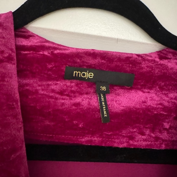 Maje Fuchsia Velvet Long Sleeve Dress - Picture 4 of 4
